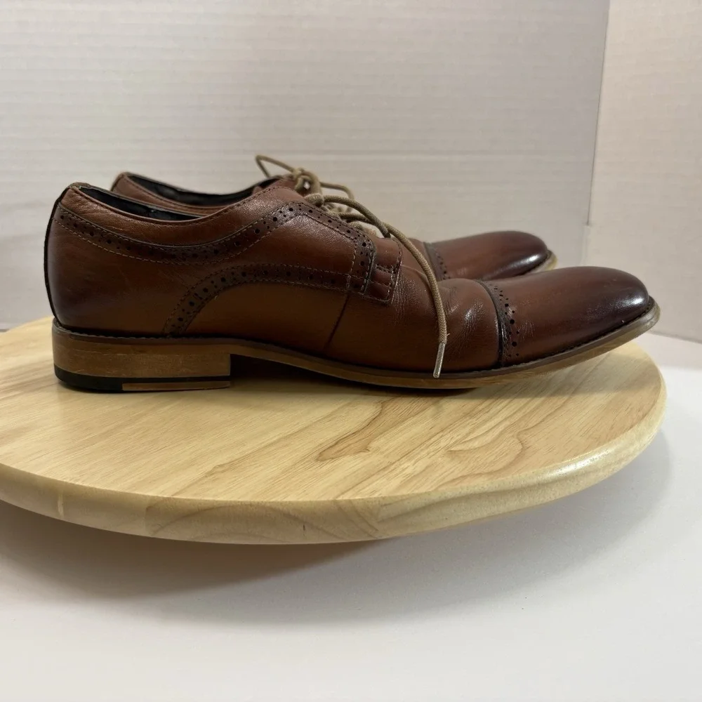 Stacy Adams Dickinson Cap Toe Oxford Cognac Leather Men's Size 9 M 25066-221